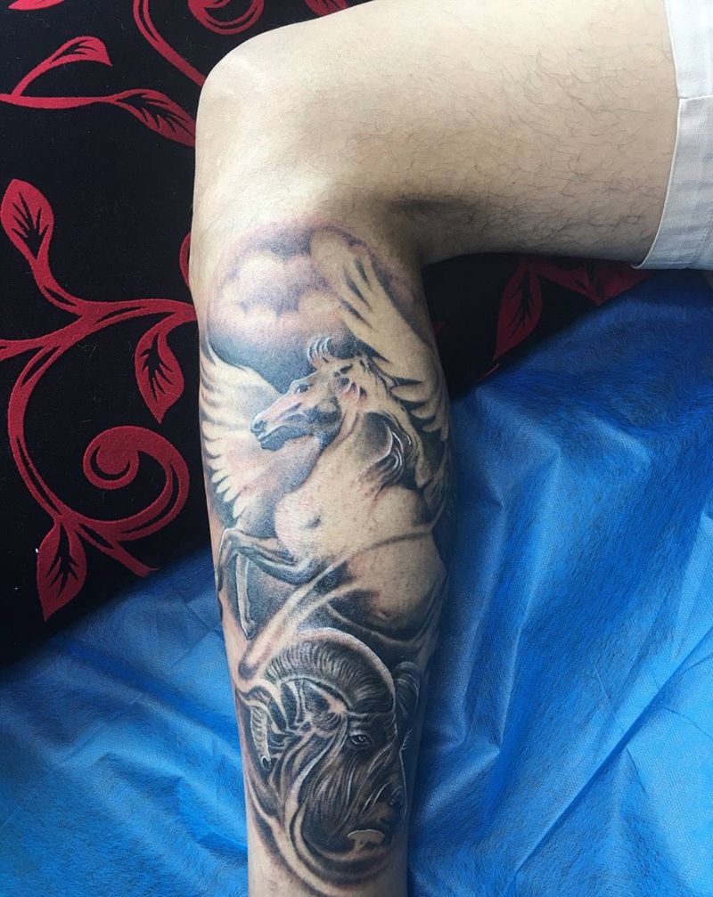 纪念纹身图片_成品腿部欧美写实动物原创纹身图案
