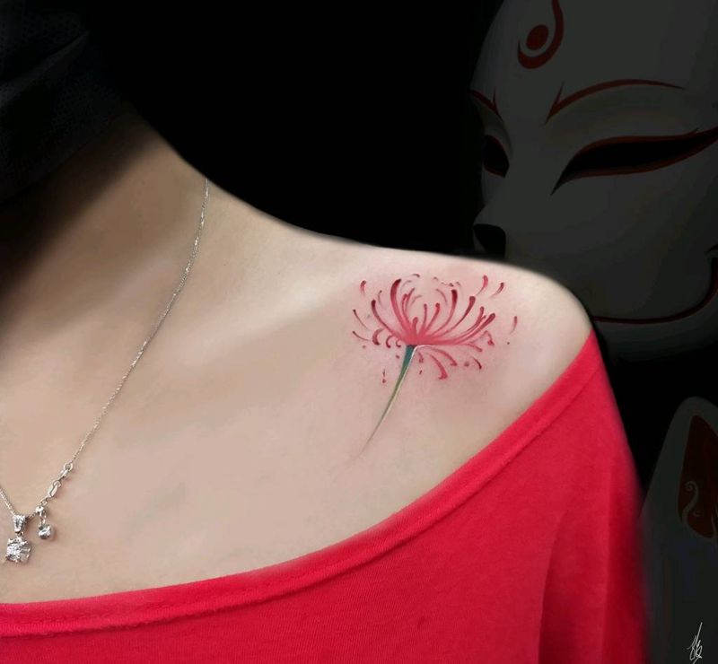 彼岸花纹身图片_肩部纹身图案
