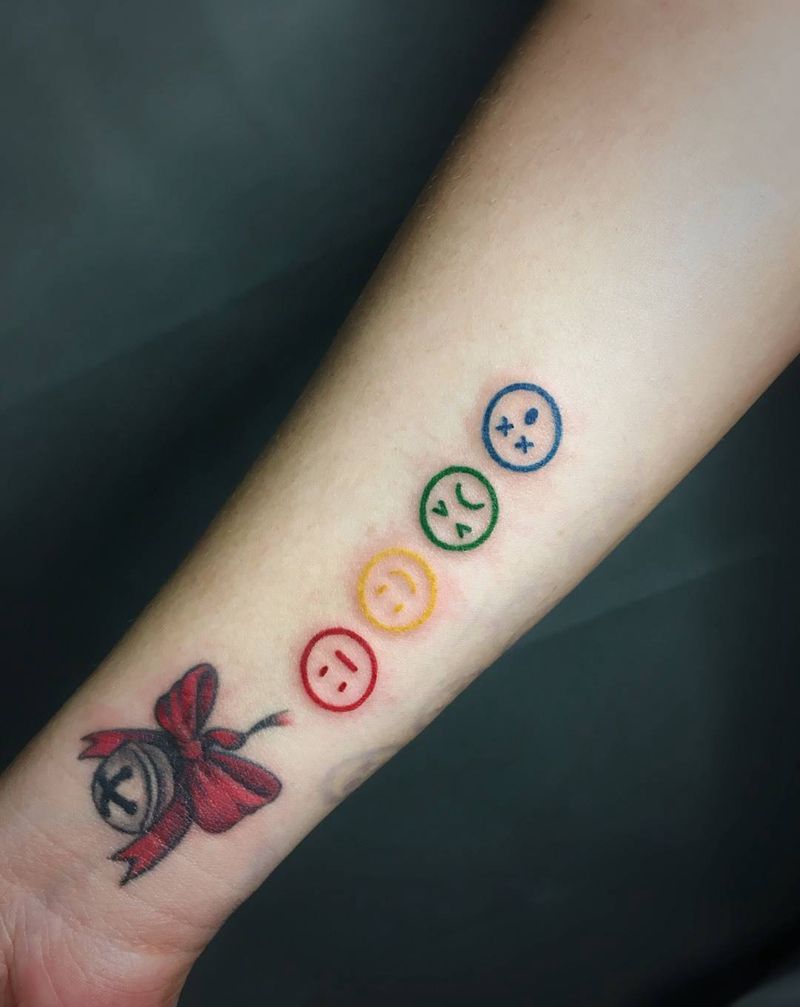 人生总有喜怒哀乐纹身图片_手臂水彩几何小清新纹身图案