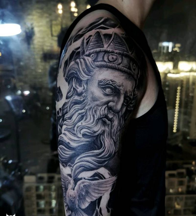 波塞冬纹身图片_手臂欧美写实深圳纹身图案
