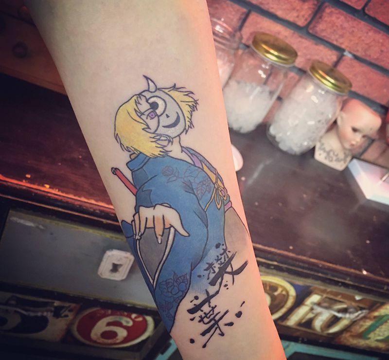 式神柊纹身图片_手臂动漫纹身图案