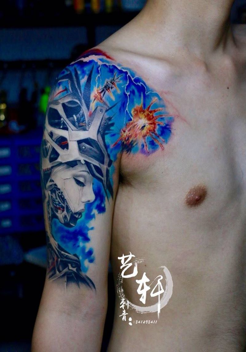 欧美星球大战美女纹身图片_成品欧美人物纹身图案