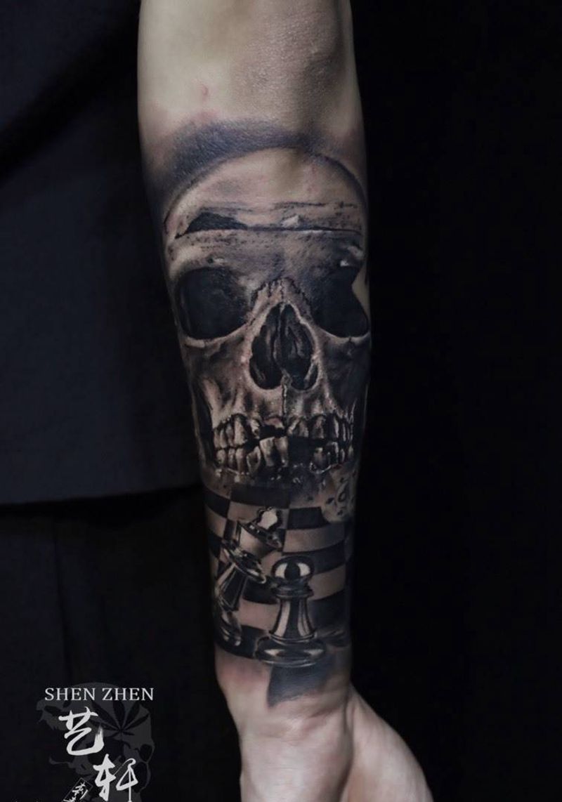 欧美写实纹身图片_成品手部欧美鬼神纹身图案