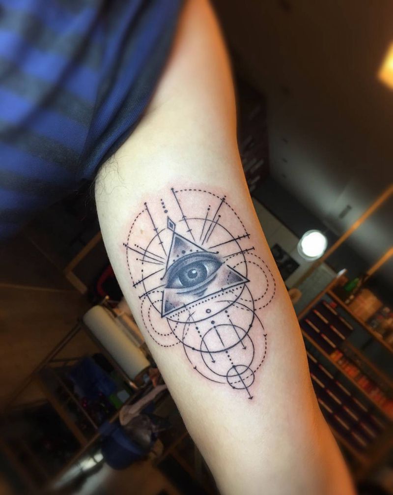 几何纹身图片_成品手臂清新几何纹身图案