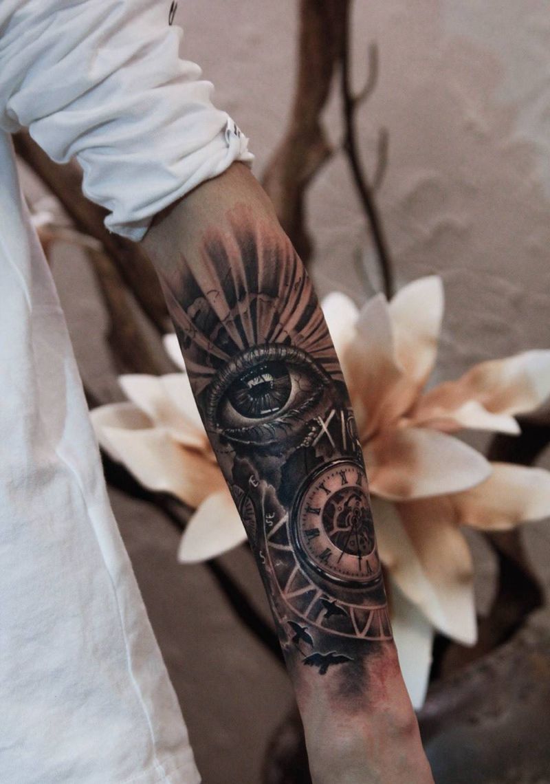 黑灰包小臂纹身图片_成品手稿手臂写实几何静物原创玄鹤刺青深圳纹身图案