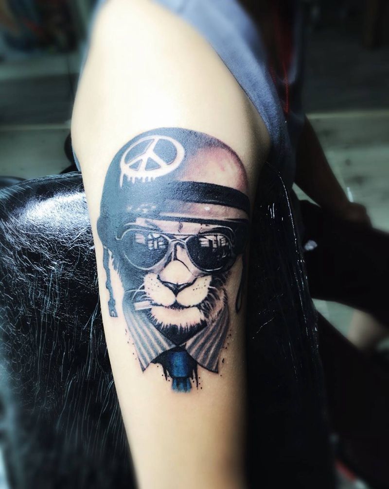 帅纹身图片_成品手臂欧美清新几何动物静物纹身图案