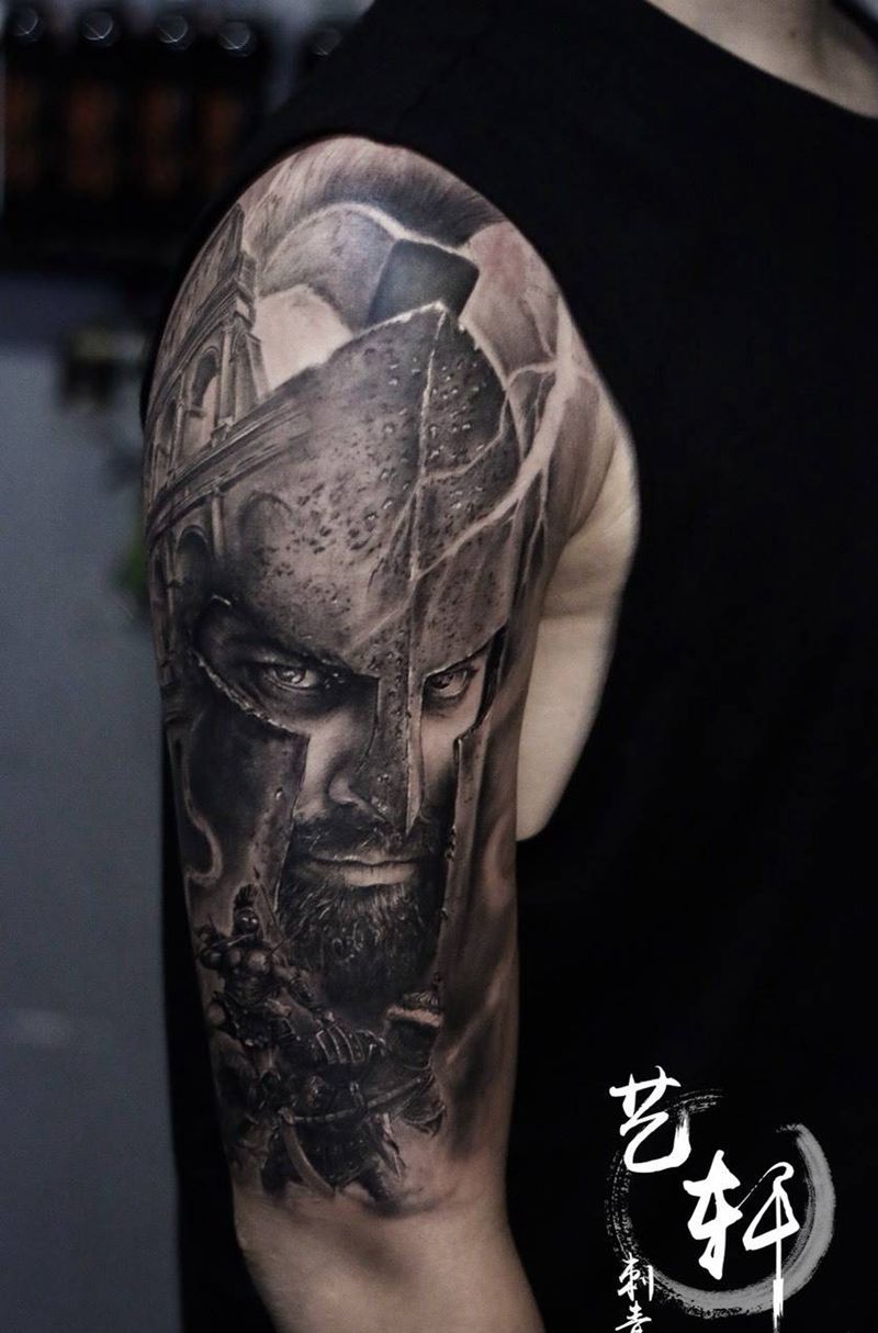 斯巴达勇士纹身图片