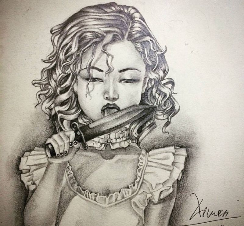 女情兽纹身图片_人物写实纹身图案