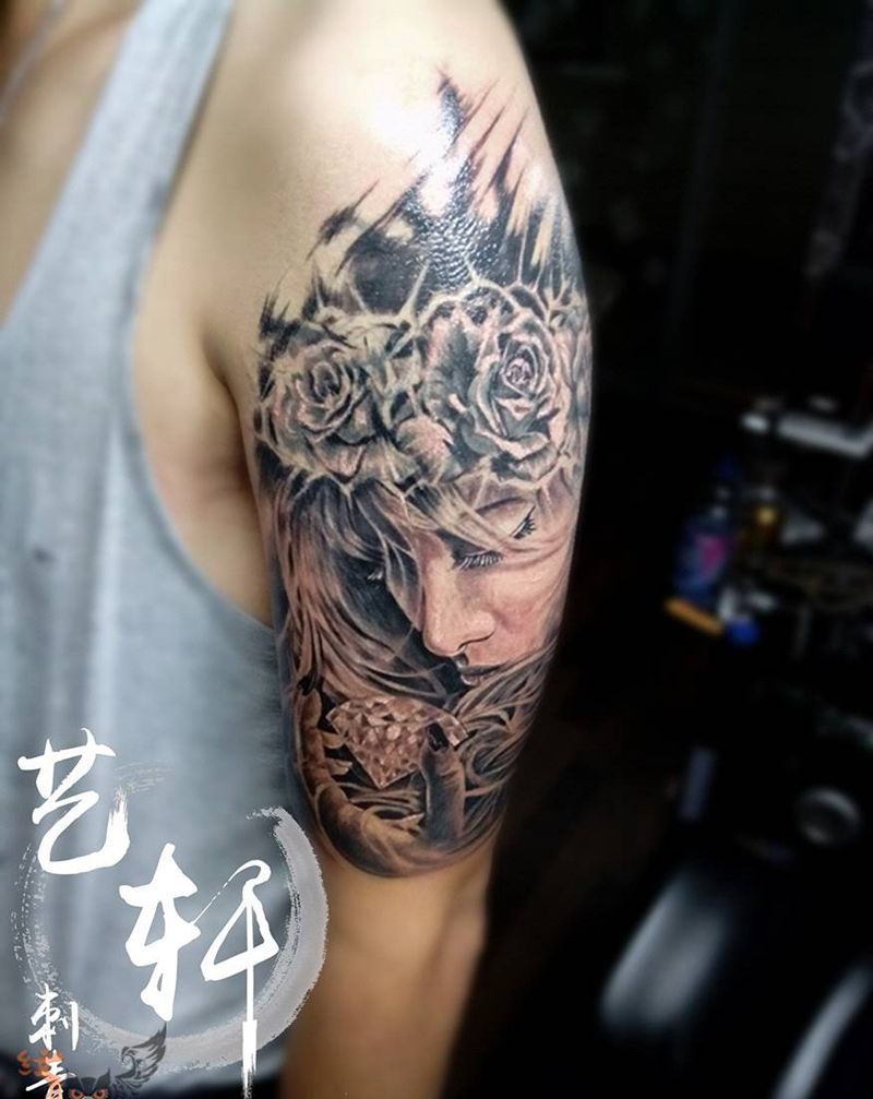 欧美肖像，纹身图片_欧美肖像手臂人物纹身图案