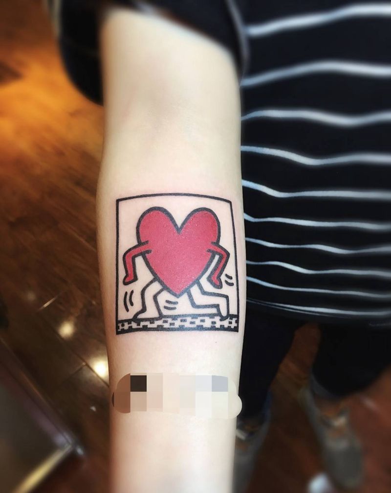 奔跑的心纹身图片_成品手臂清新几何图腾纹身图案