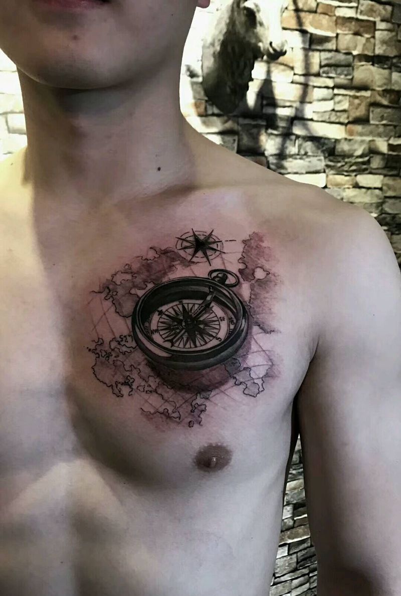 指南针纹身图片