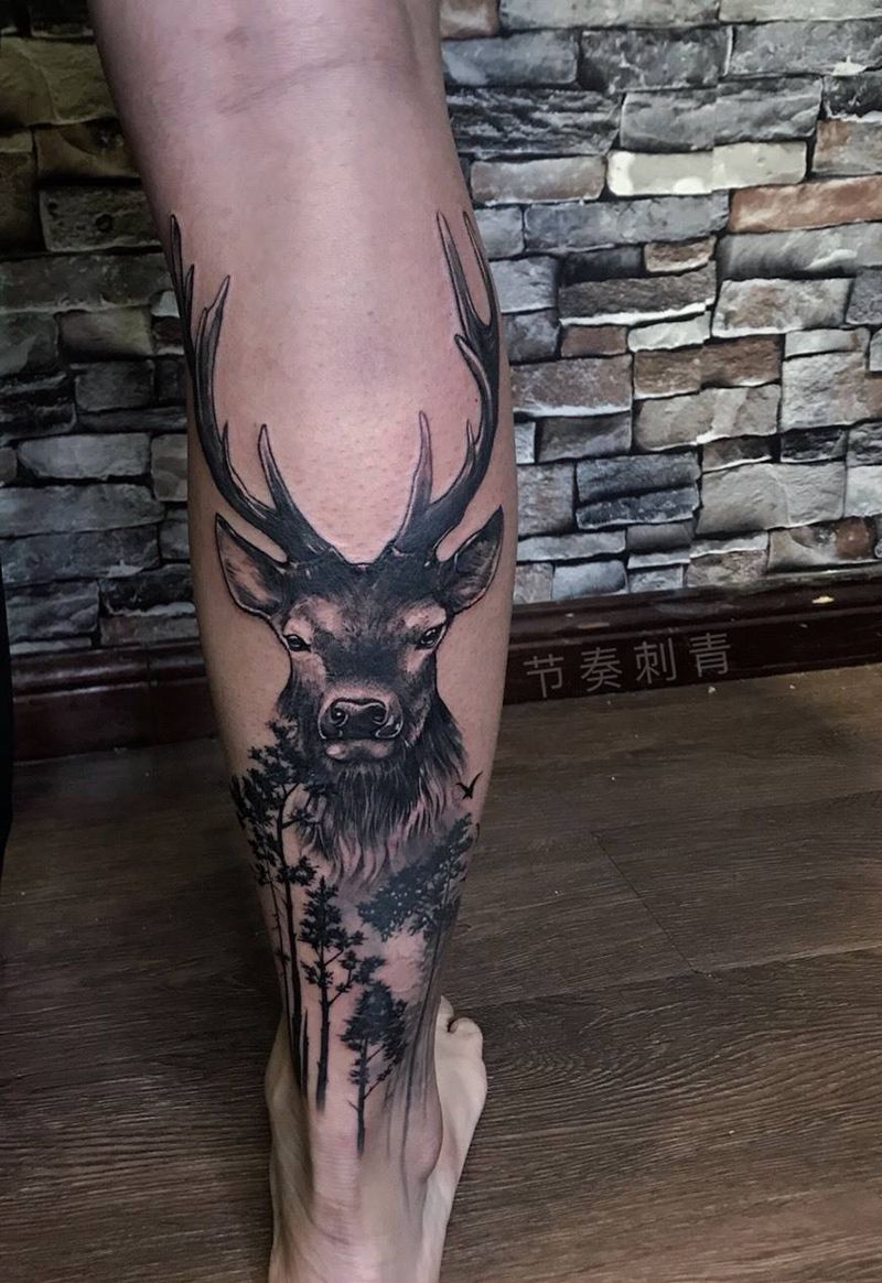 鹿纹身图片