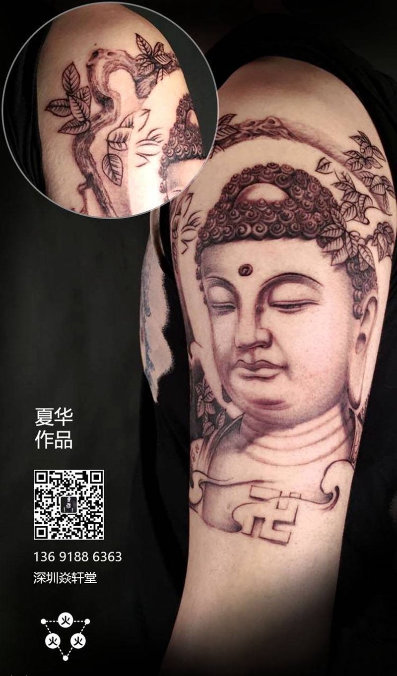 佛纹身图片_成品人物传统肖像国画原创纹身图案