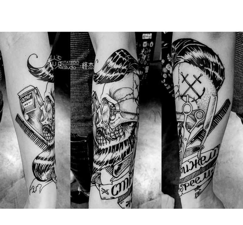 迷途剪刀手纹身图片_成品手臂欧美原创纹身图案