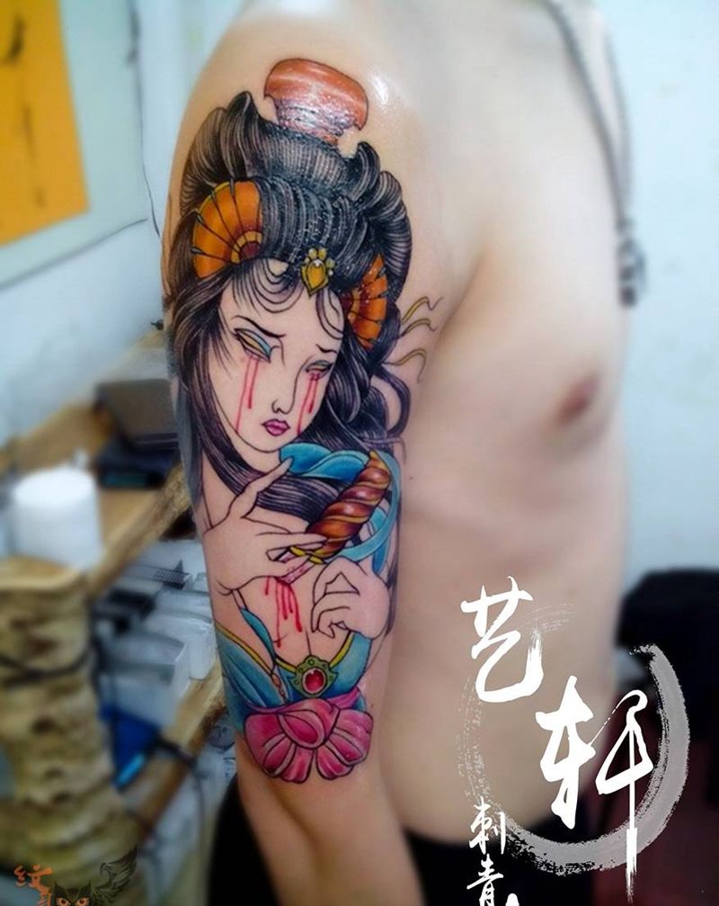 欧美school美女纹身图片_欧美手臂人物纹身图案