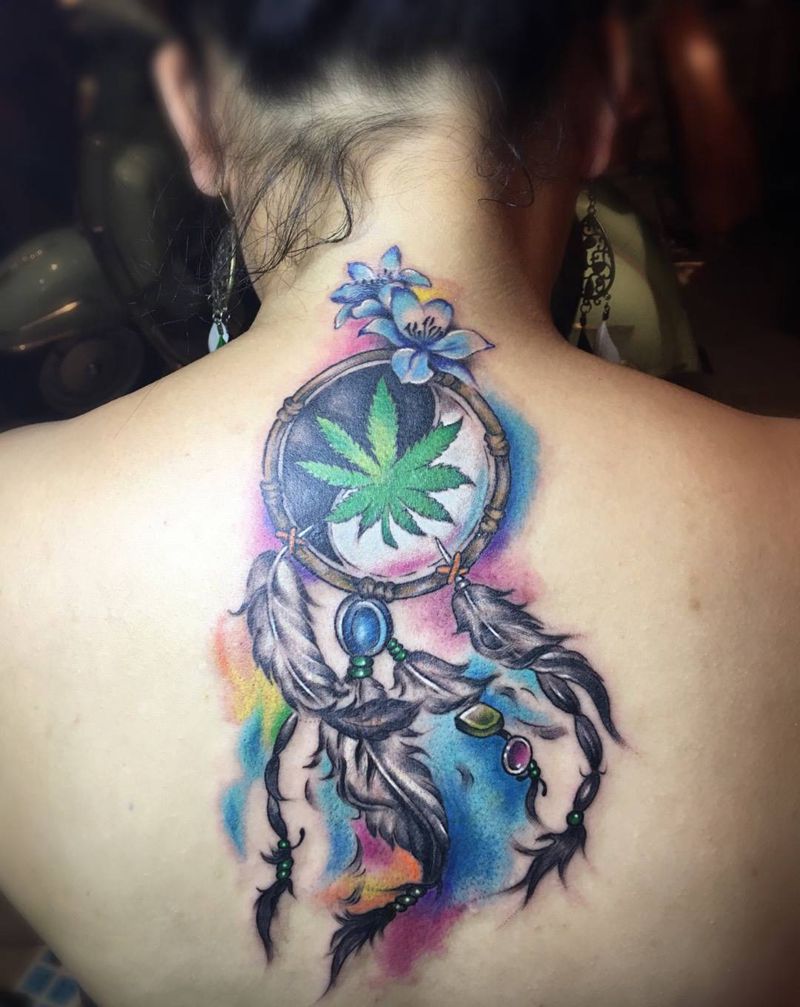 捕梦网纹身图片_成品背部欧美清新几何静物宗教图腾纹身图案