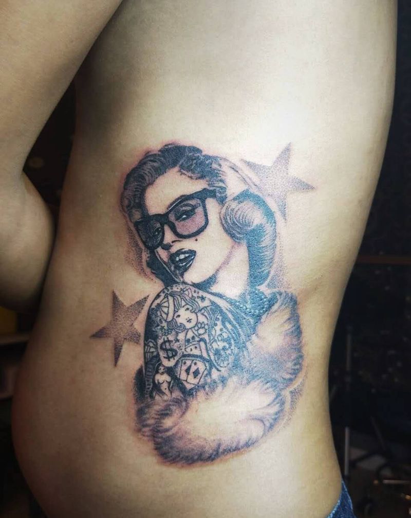 女神纹身图片_成品腰部欧美清新人物纹身图案