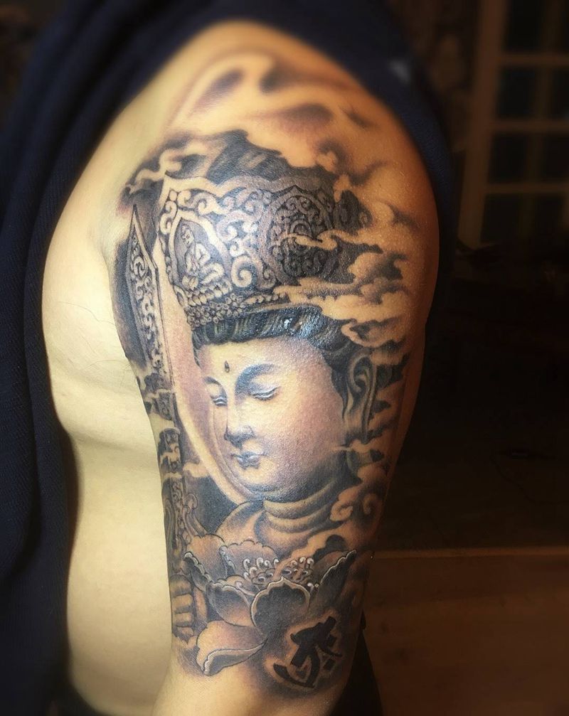 虚空纹身图片_成品手臂传统人物静物鬼神宗教纹身图案