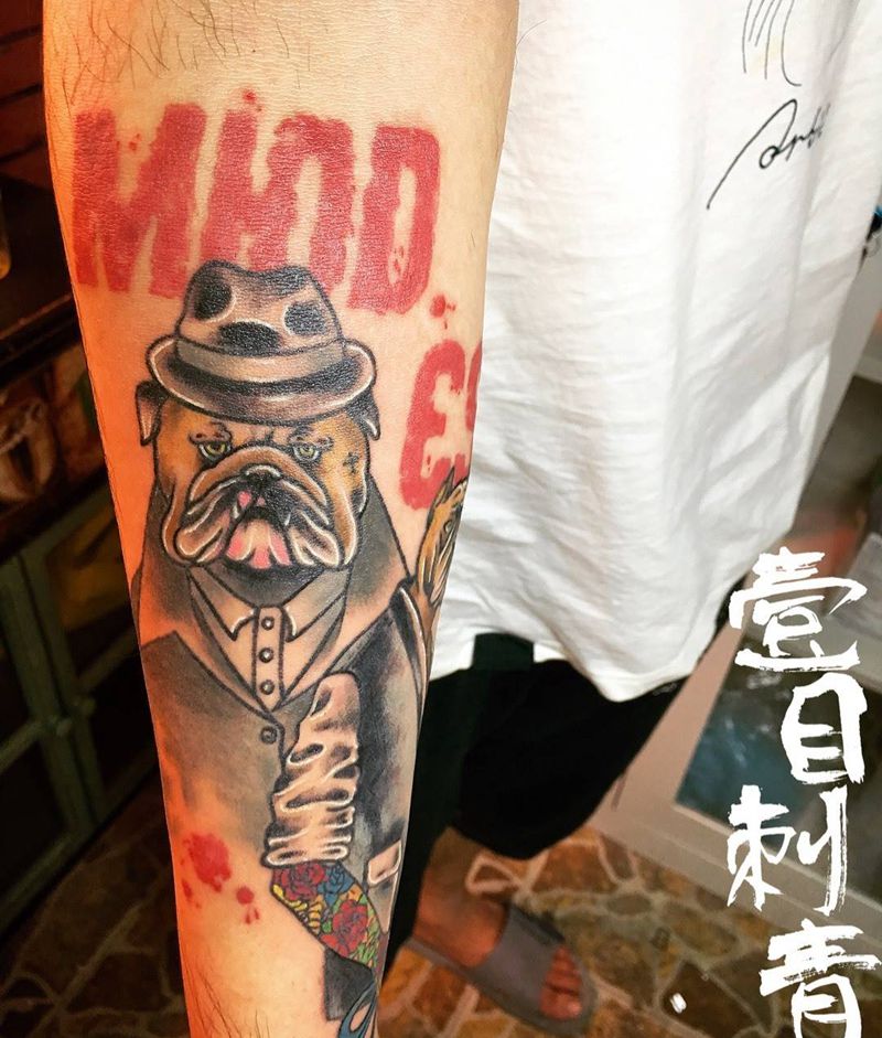 原创黑帮狗狗纹身图片