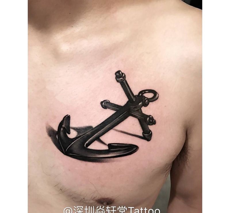 深圳焱轩堂刺青艺术馆作品~纹身图片_写实欧美静物胸部纹身图案