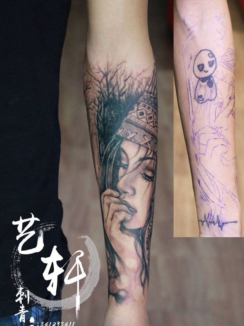 印第安人遮盖失败纹身纹身图片