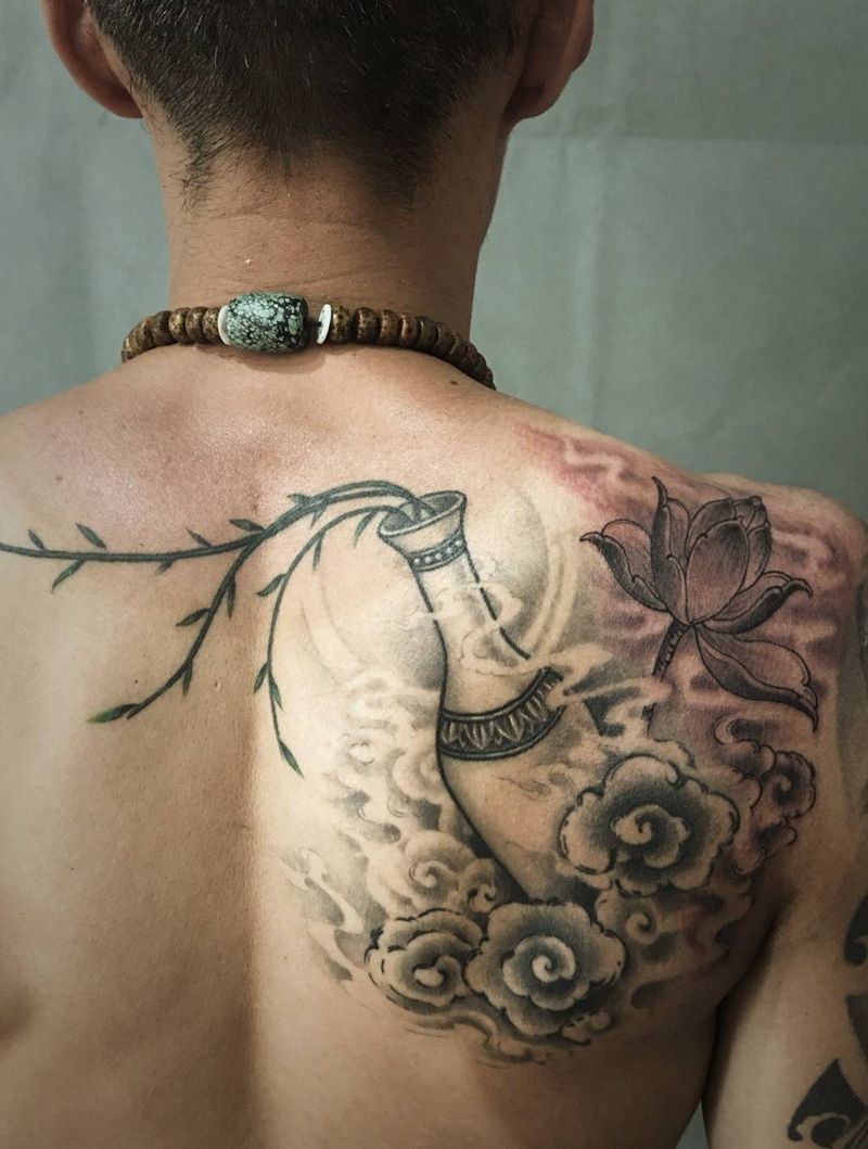 平安纹身图片_背部新传统原创纹身图案