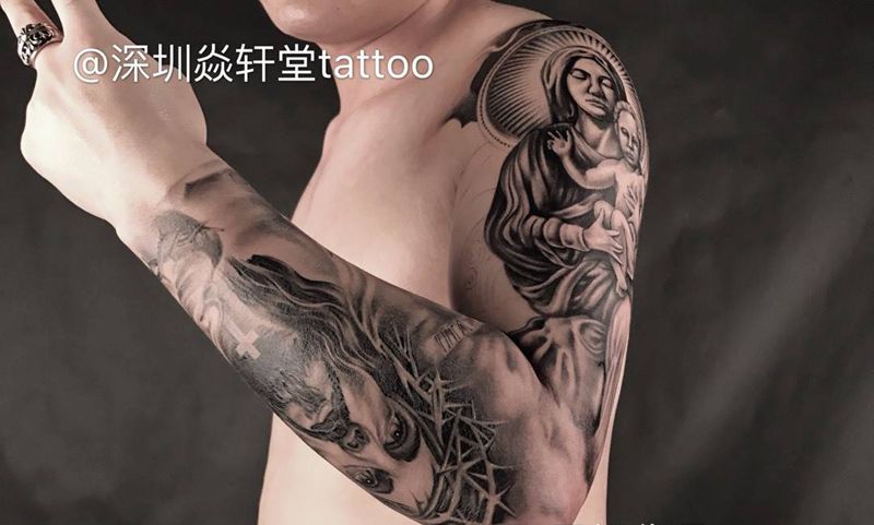 欧美花臂未完成纹身图片