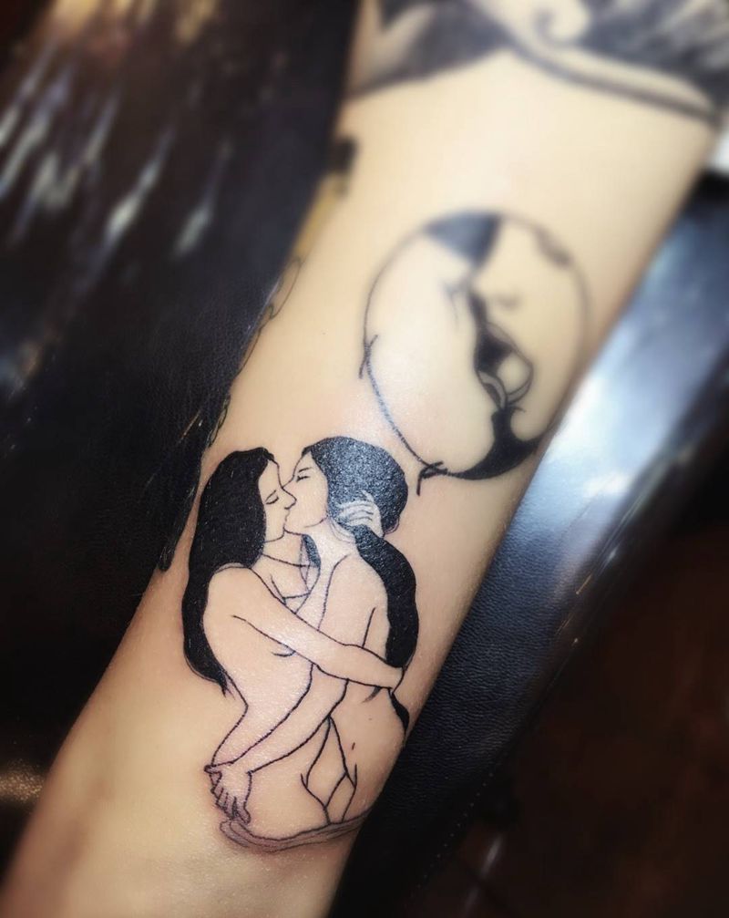 kiss纹身图片_成品手臂清新人物纹身图案