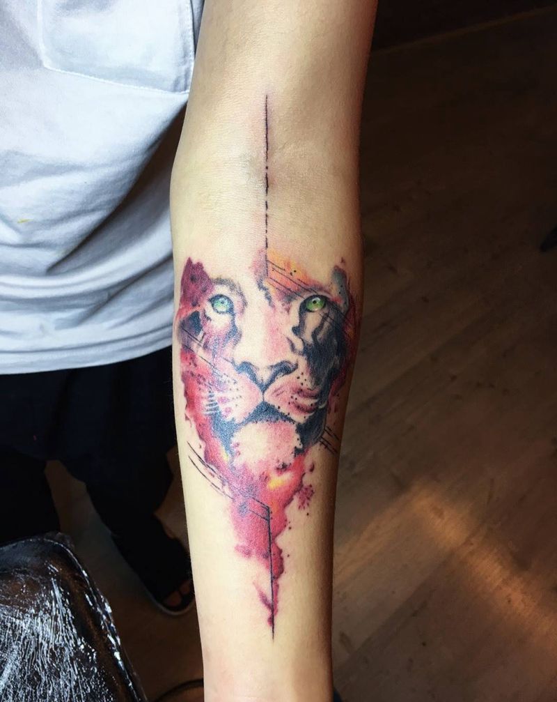 威纹身图片_成品手臂欧美清新动物几何纹身图案