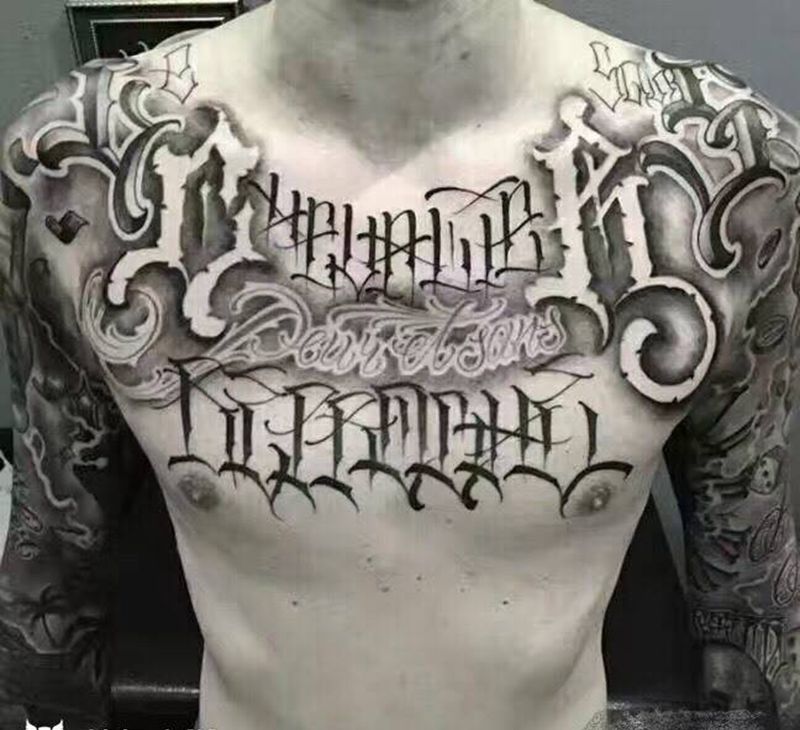 花体英文设计纹身图片