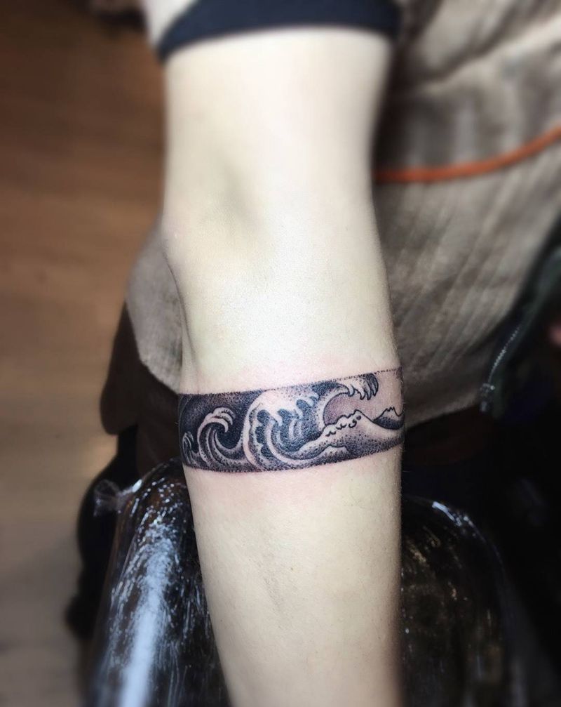 臂环纹身图片_成品手臂传统清新几何静物图腾情侣纹身图案