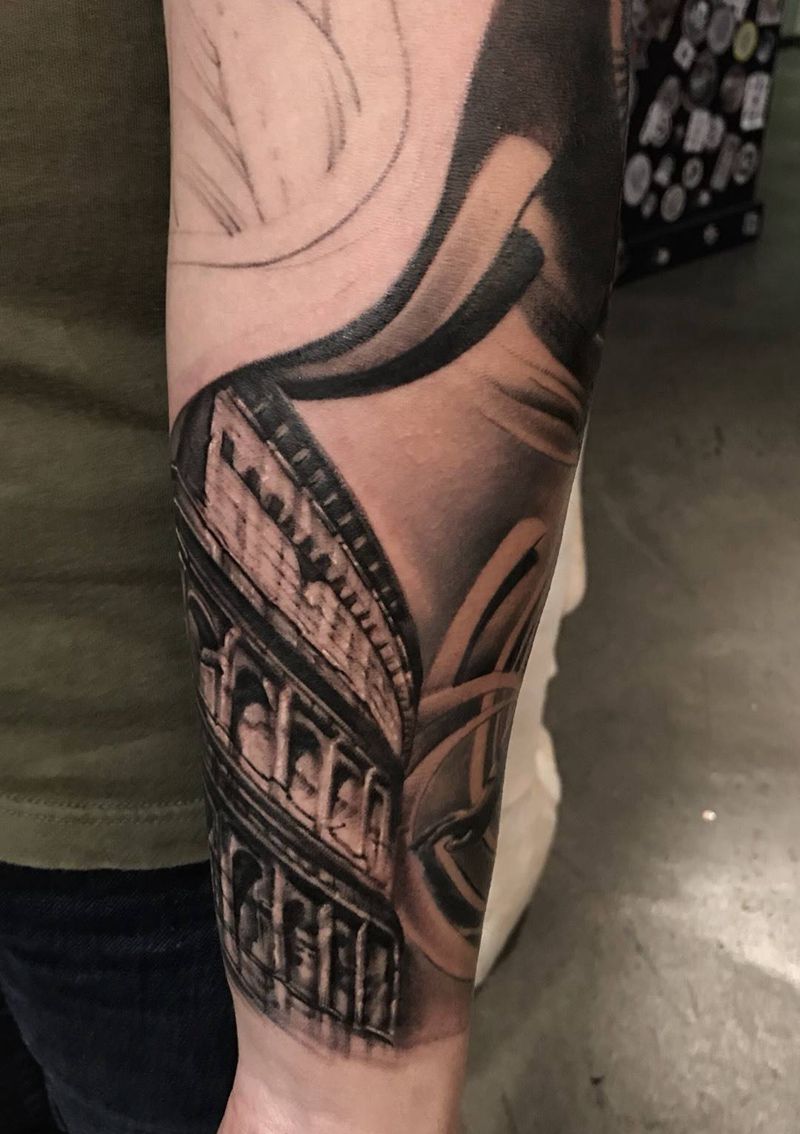 花臂第二部分纹身图片_欧美写实几何原创手臂欧美纹身图案