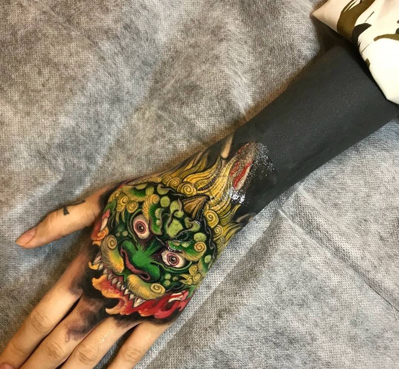 红烧狮子头纹身图片