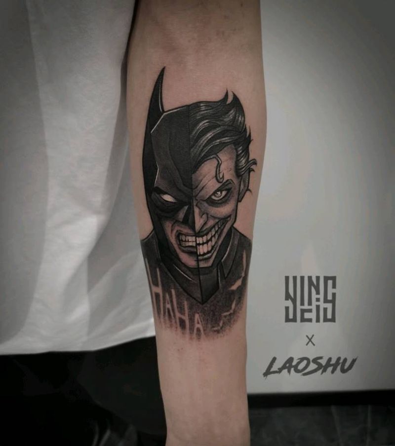 蝙蝠侠 x 小丑纹身图片_手臂New School纹身图案