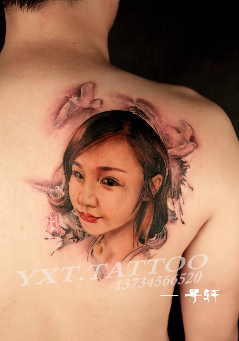 彩色肖像纹身图片