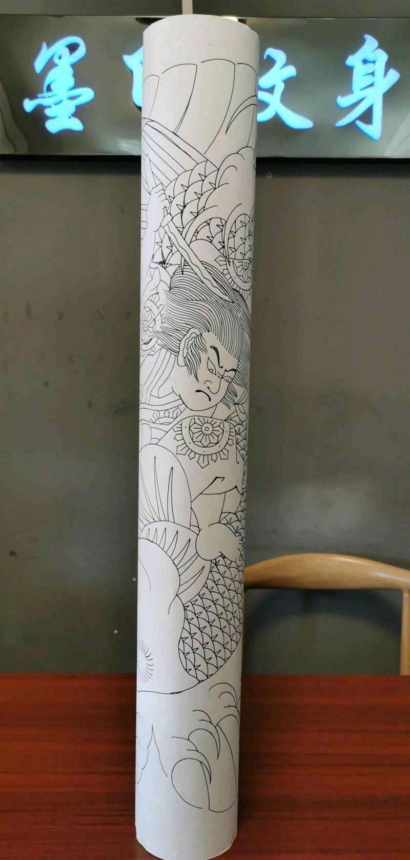 日式满背设计稿纹身图片_背部老传统日式满背鬼若丸纹身图案