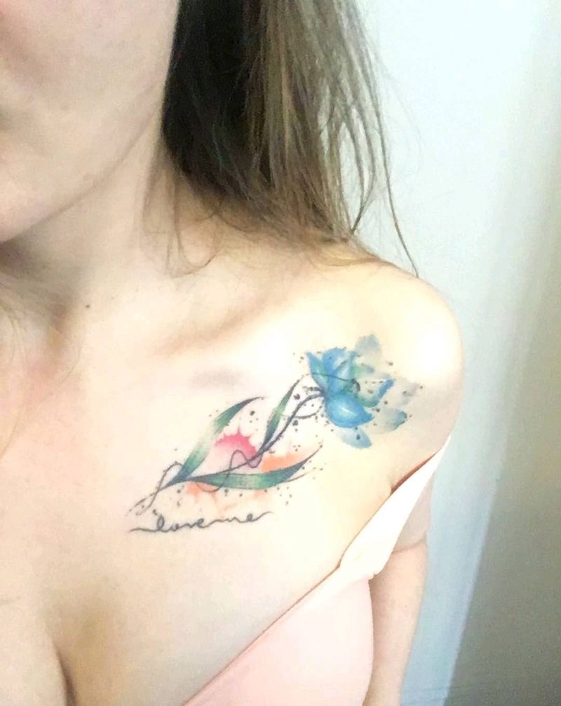 水彩纹身图片_胸部水彩纹身图案