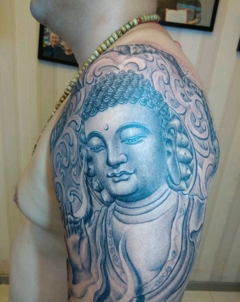 石雕阿弥陀佛纹身图片