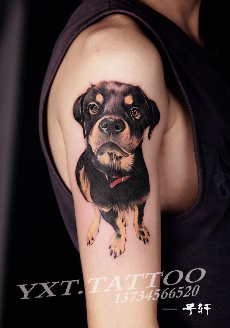 爱宠纹身图片_手臂手部欧美写实宠物纹身图案