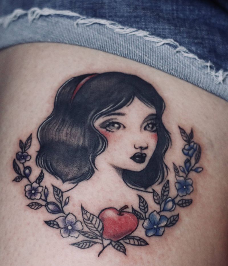 白雪公举纹身图片_腿部纹身图案