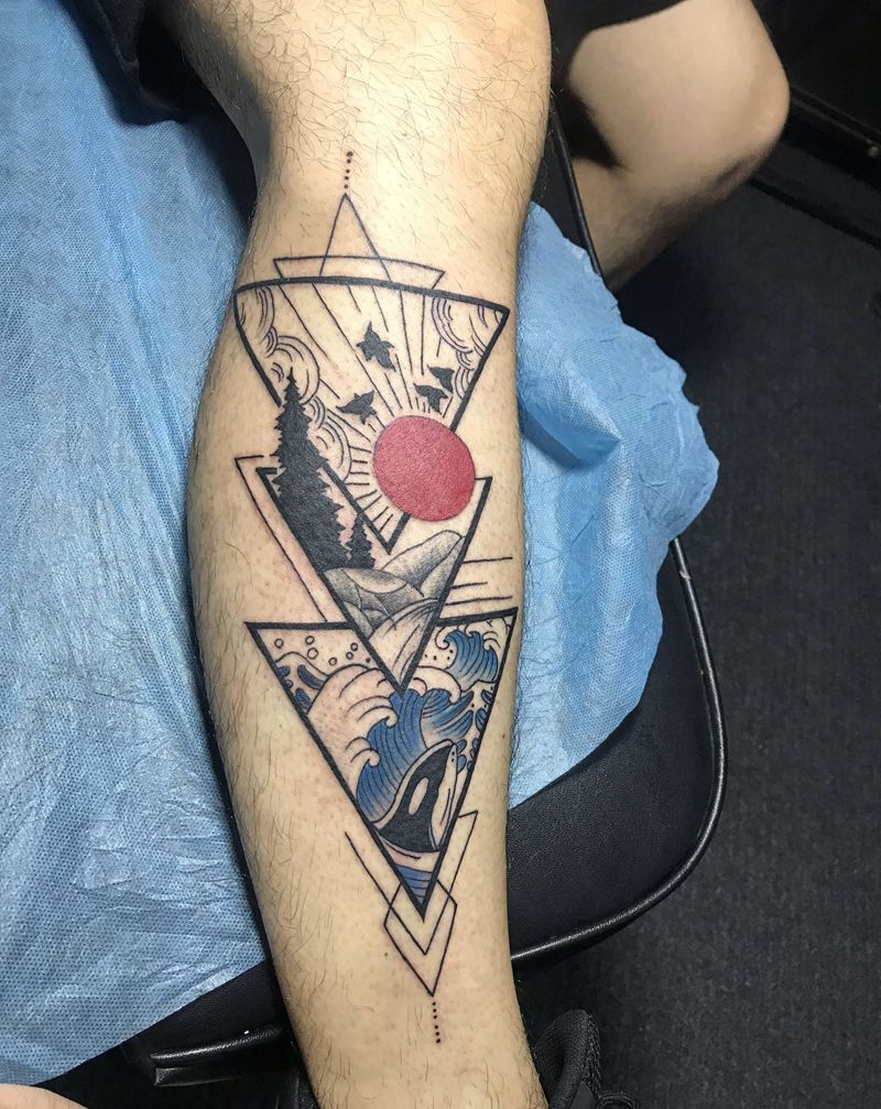 几何图纹身图片_脚部几何纹身图案