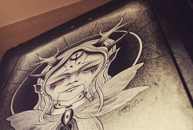 手稿。暗黑系。特价纹身图片_点刺纹身图案