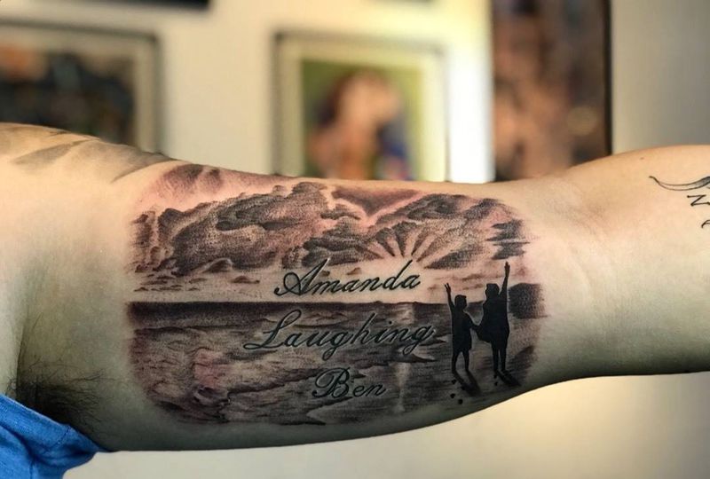 字母加背景纹身图片