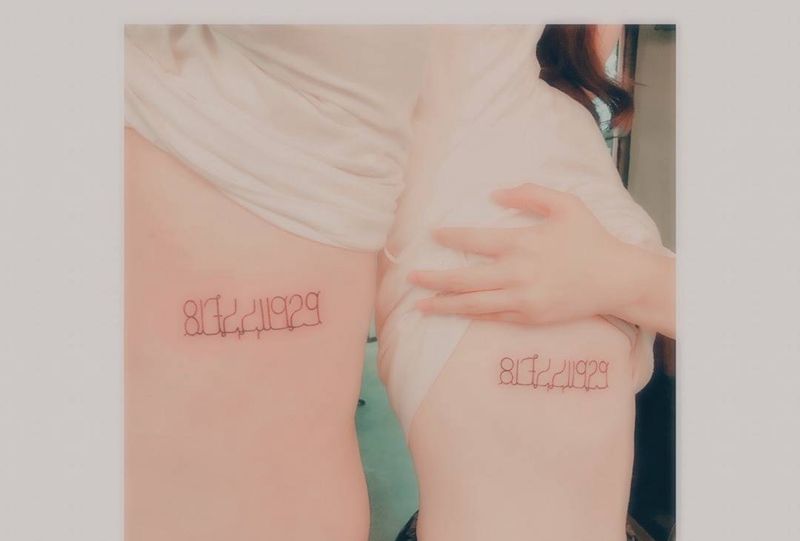 时间纹身图片_腰部背部情侣纹身图案