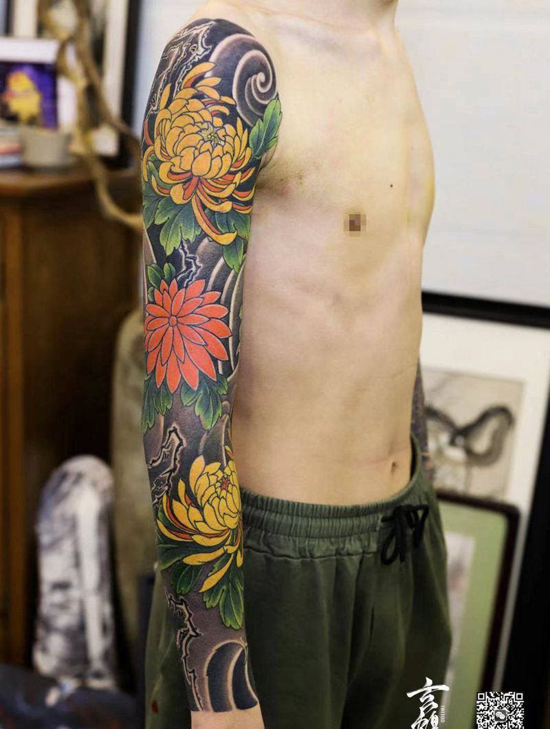 老传统花臂纹身图片_手臂老传统纹身图案