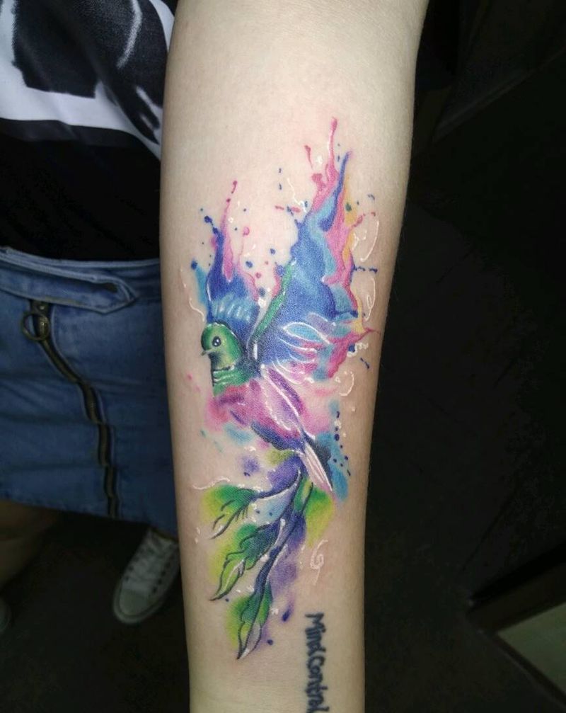 水彩小鸟纹身图片