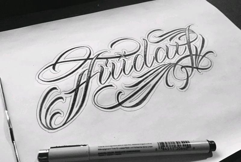 星期五纹身图片_花体字纹身图案