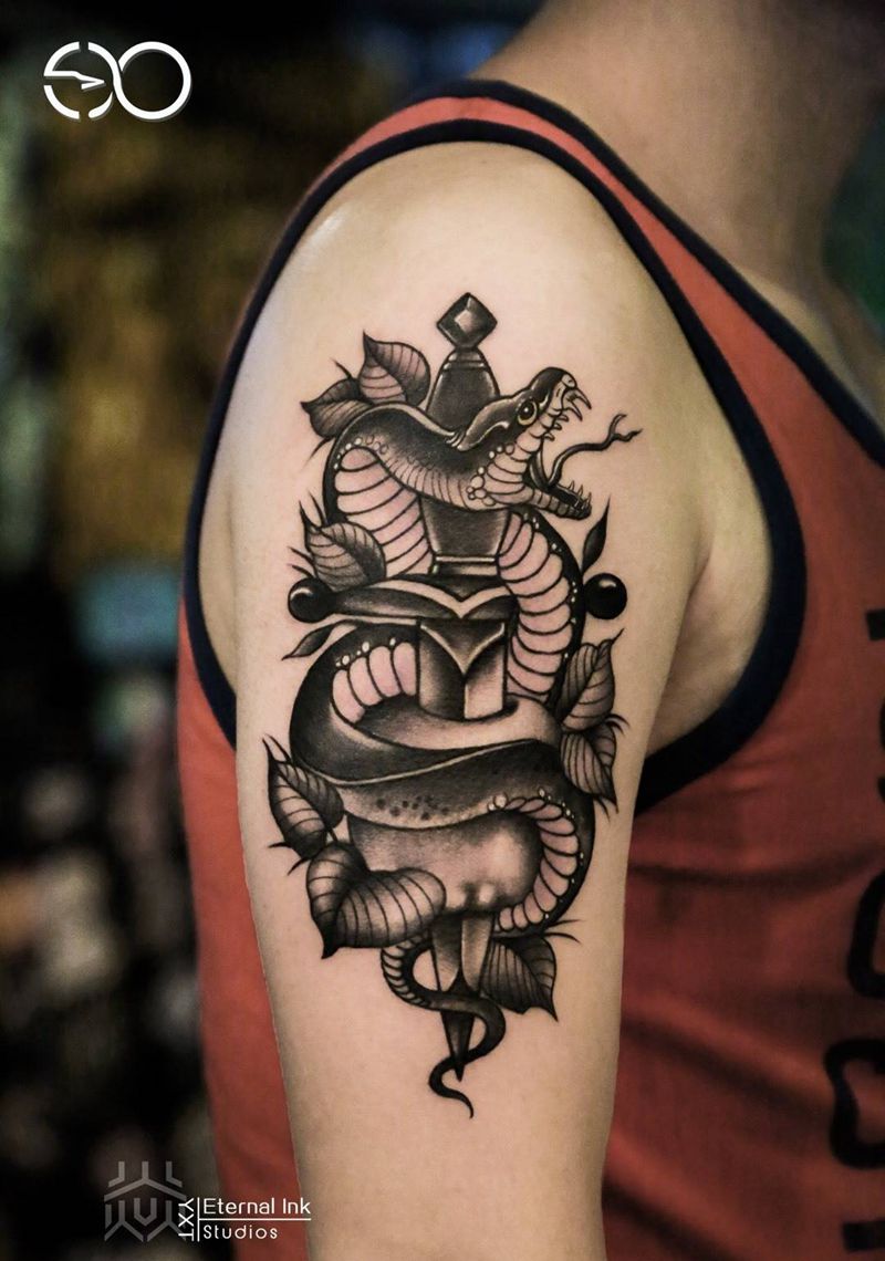 school蛇纹身图片_手臂New SchoolOld School纹身图案