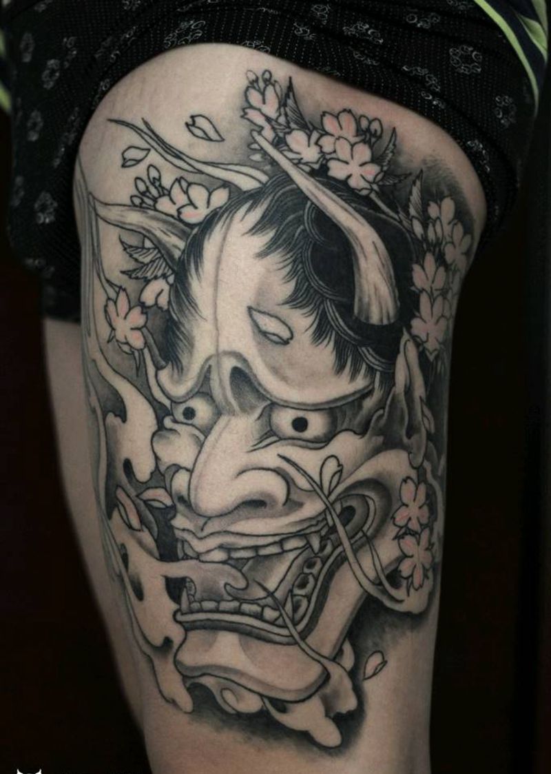 般若纹身图片_脚部腿部新传统般若纹身图案