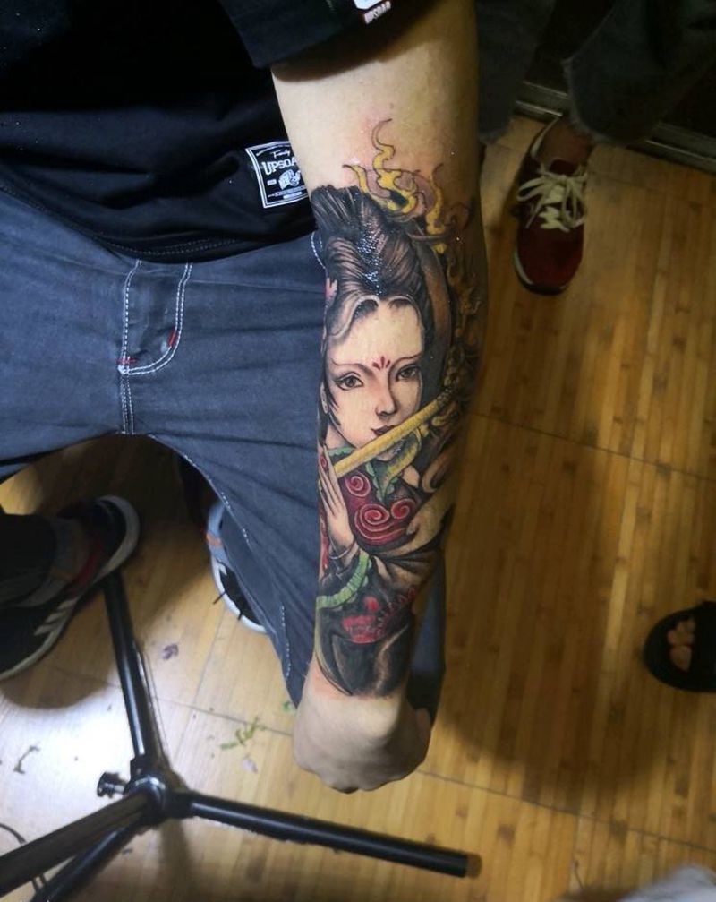 艺妓遮盖纹身图片